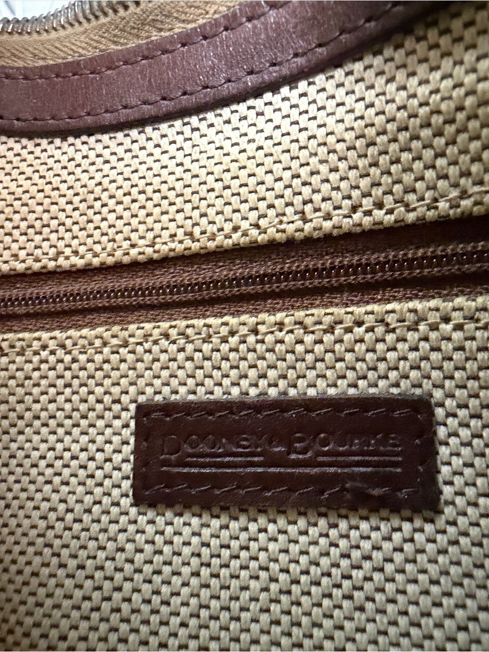 Dooney & Bourke -East West Hobo Bag in Brown Pebbled Leather W/ Dark Brown Strap - Picture 13 of 14